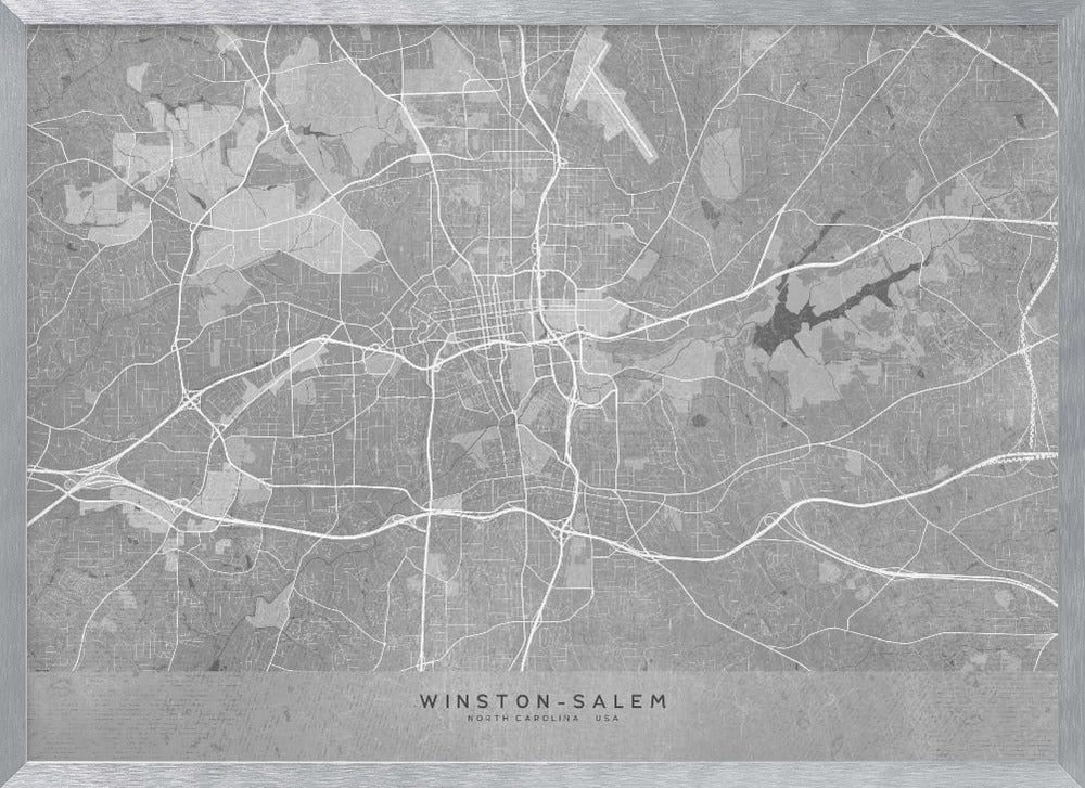 Map of Winston Salem (NC, USA) in gray vintage style Poster