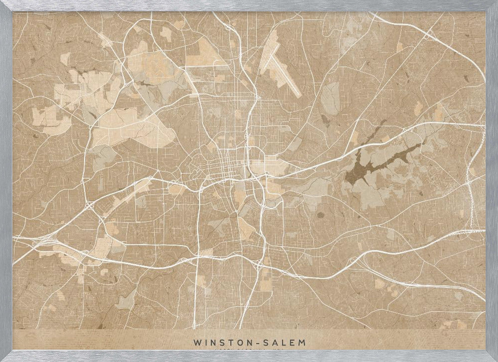 Map of Winston Salem (NC, USA) in sepia vintage style Poster