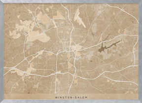 Map of Winston Salem (NC, USA) in sepia vintage style Poster