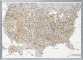 Highly detailed map of the United States and Canada Poster