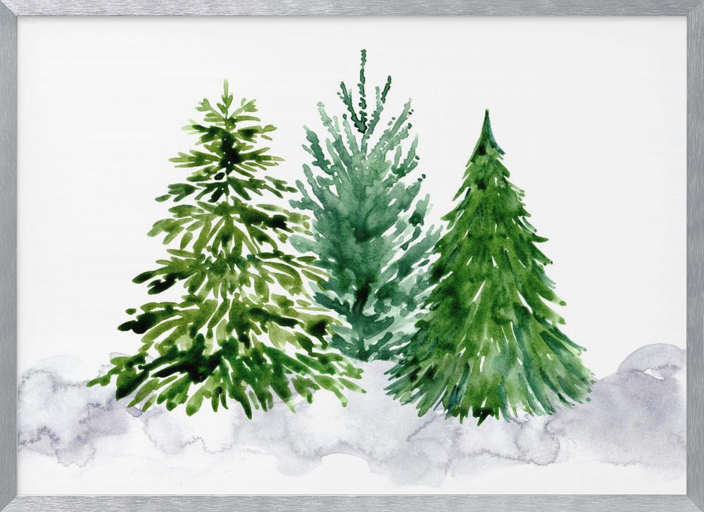 Three watercolor pine trees Poster