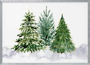 Three watercolor Christmas trees Poster