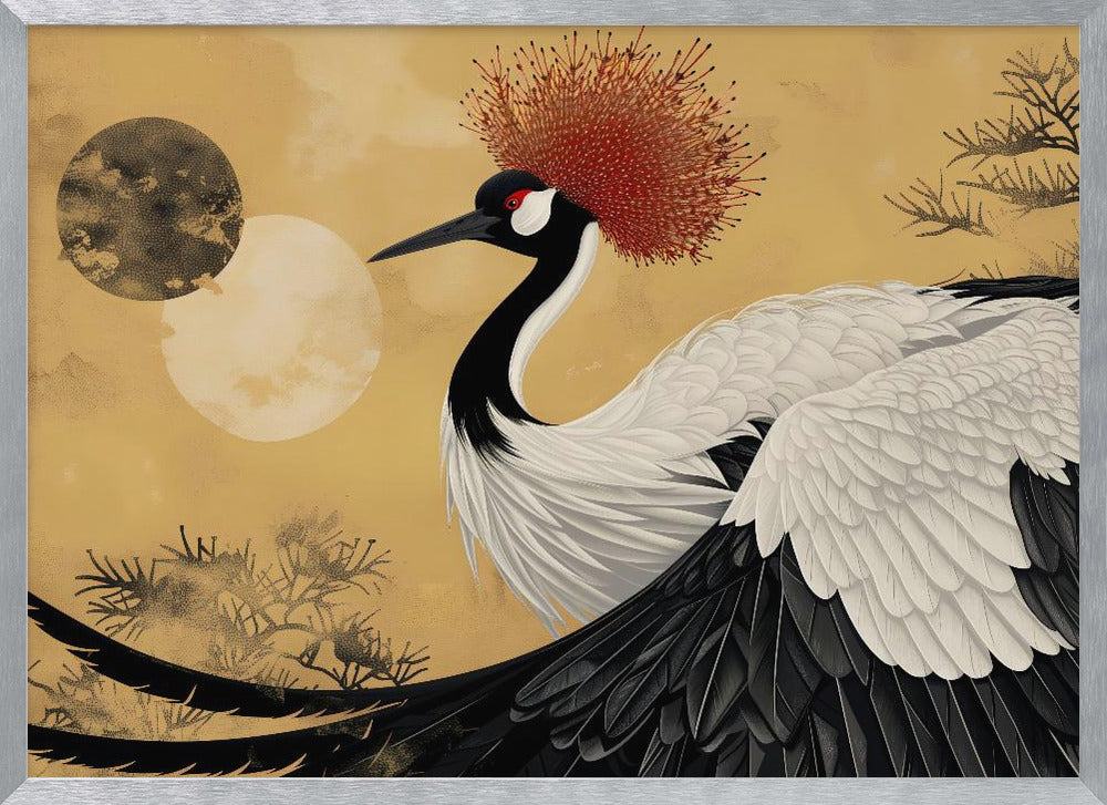 Abstract red-crowned crane Poster