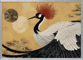 Abstract red-crowned crane Poster