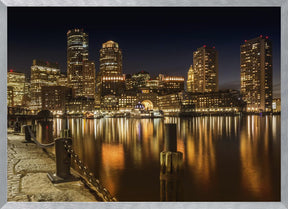 BOSTON Fan Pier Park &amp; Skyline at night Poster