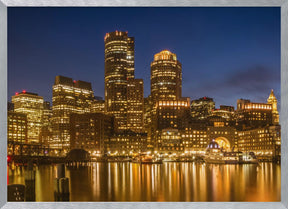 BOSTON Fan Pier Park &amp; Panoramic Skyline in the evening Poster