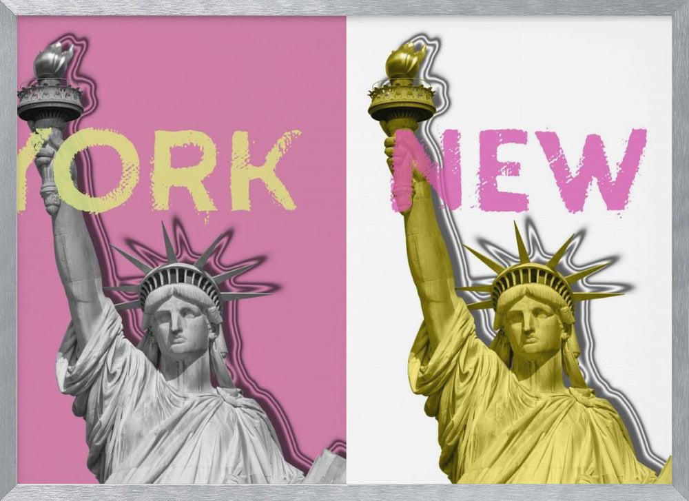 POP ART Statue of Liberty | pink &amp; yellow Poster