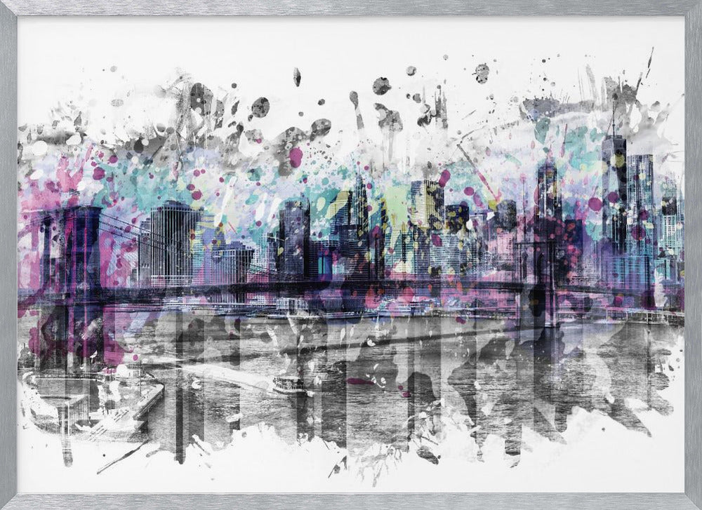 Modern Art NEW YORK CITY Skyline | Splashes Poster