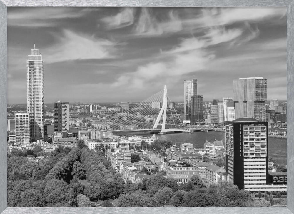 Unique Rotterdam panorama seen from the Euromast | Monochrome Poster