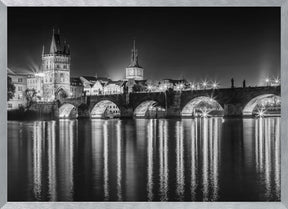 Night impression of Charles Bridge in Prague - Monochrome Poster