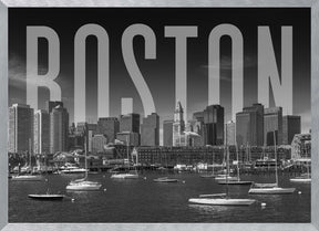 BOSTON Skyline Monochrome Poster