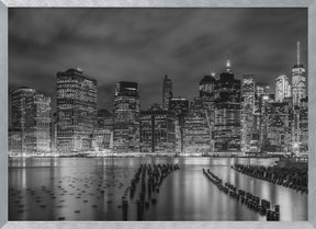 NEW YORK CITY Monochrome Night Impressions Poster