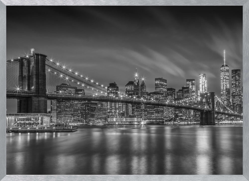 BROOKLYN BRIDGE Nightly Impressions - Monochrome Poster