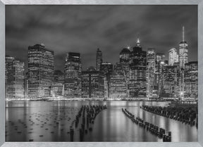 NEW YORK CITY Monochrome Night Impressions - Panoramic Poster