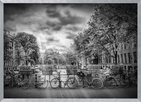 AMSTERDAM Typical Cityscape in monochrome Poster