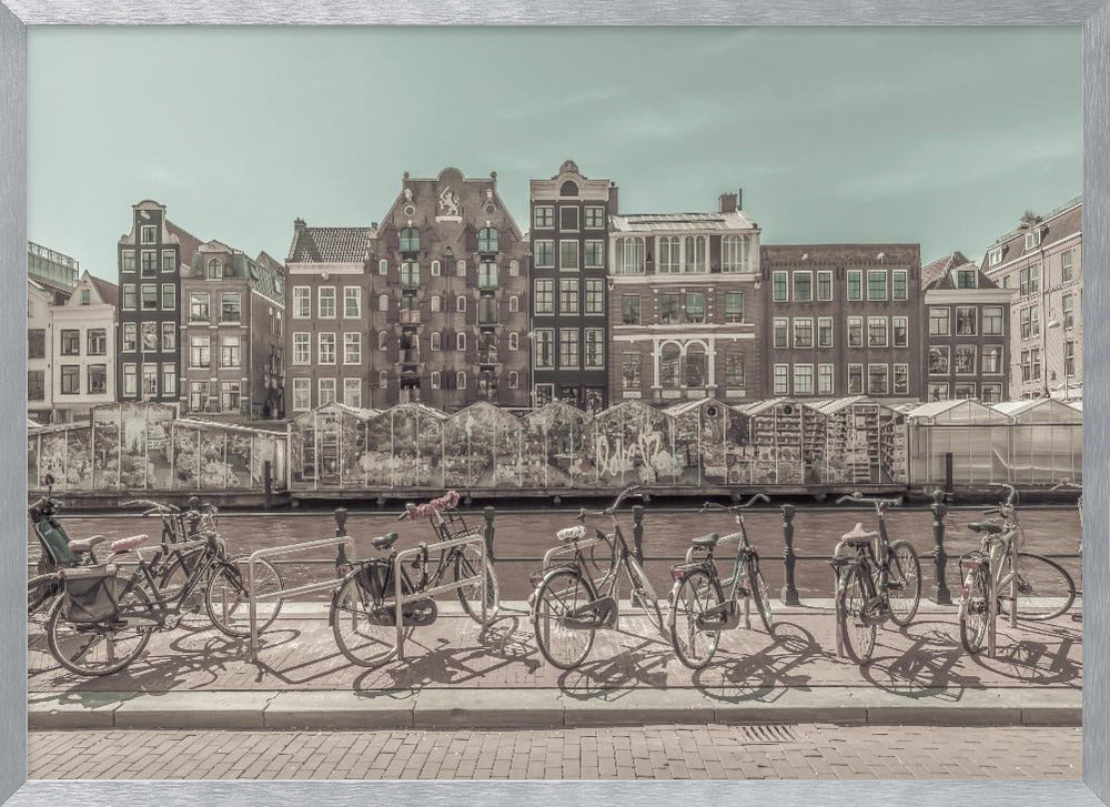 AMSTERDAM Singel Canal with Flower Market | urban vintage style Poster