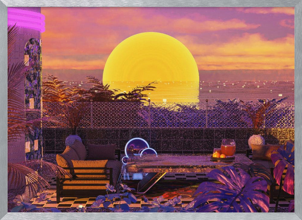 Retro Futurism Vaporwave Sunset Poster