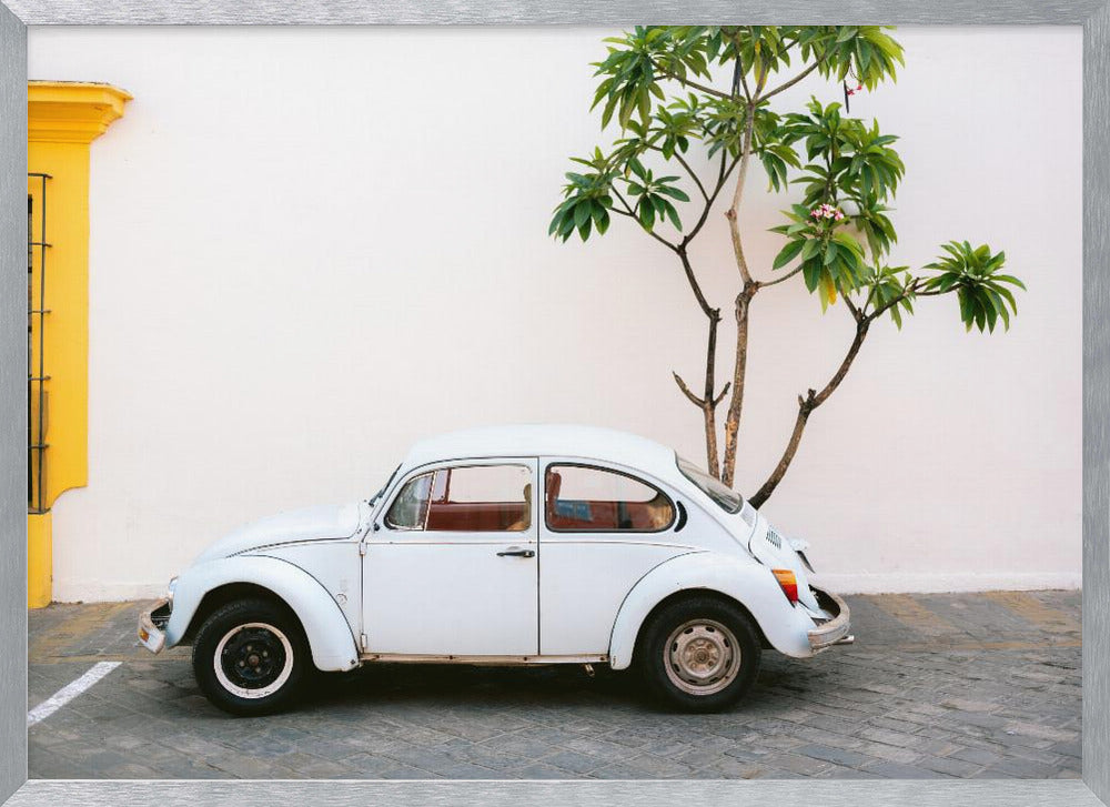 Pastel Volskwagen Beetle in the streets of Oaxaca Mexico Poster