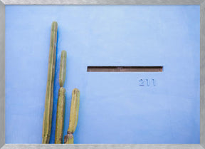 Tall Cacti on Blue | Oaxaca Mexico Travel Poster