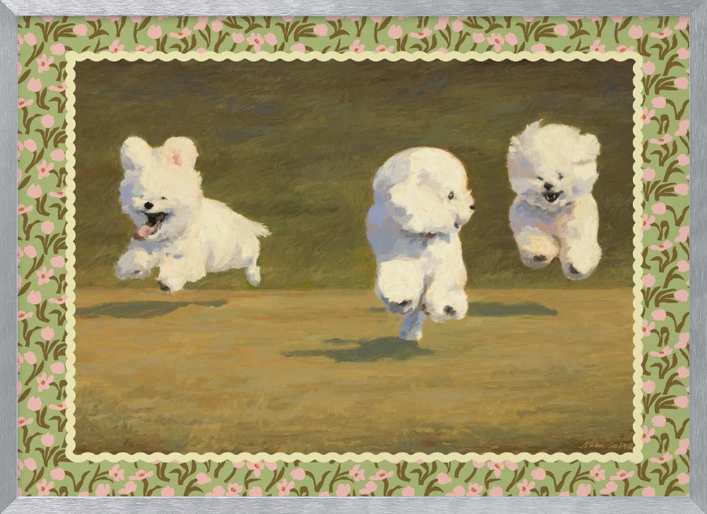 Three Dogs Running Poster