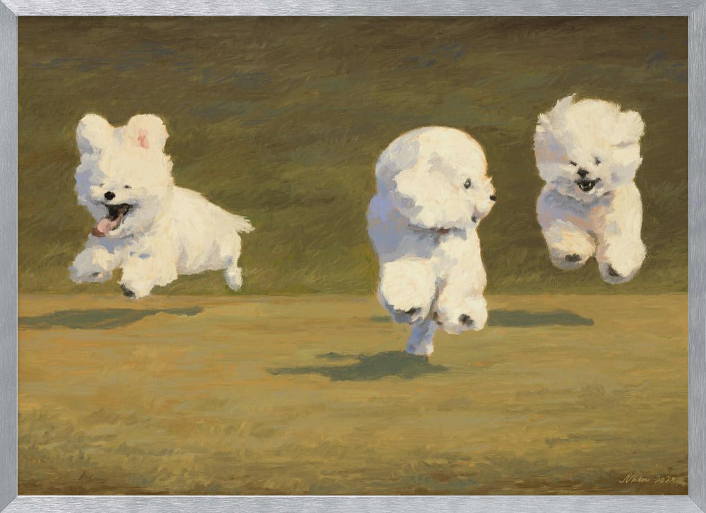 Three Dogs Running Poster