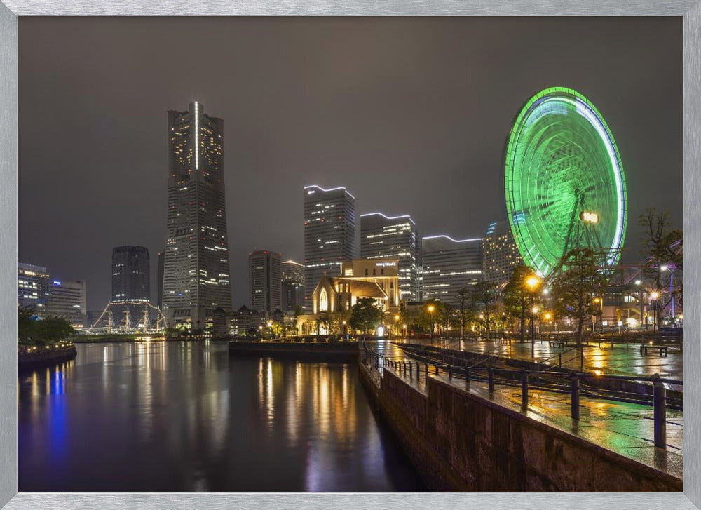 Dazzling Yokohama skyline at night Poster