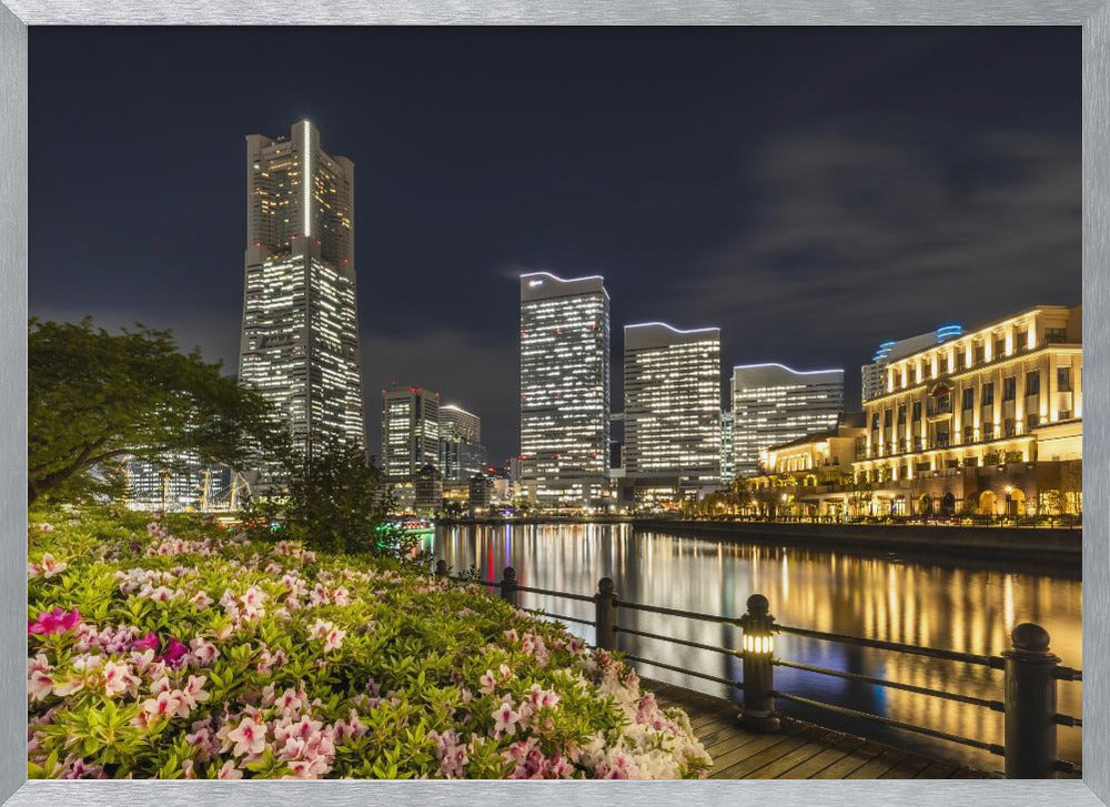 Idyllic Yokohama skyline at night Poster