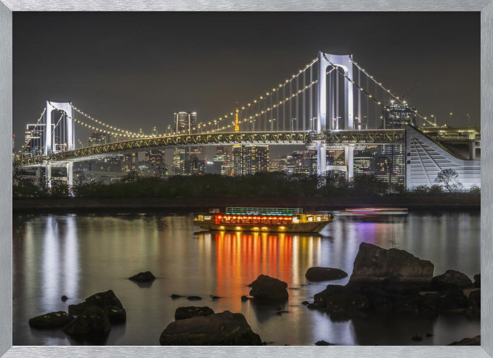 Striking Rainbow Bridge with Tokyo Skyline in the evening - Panorama Poster