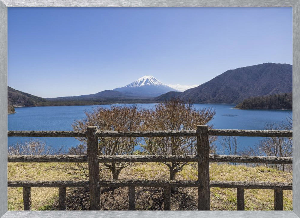 Picturesque Lake Motosu with Mount Fuji Poster