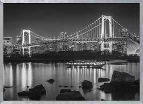 Gorgeous Rainbow Bridge with Tokyo Skyline in the evening - monochrome Poster