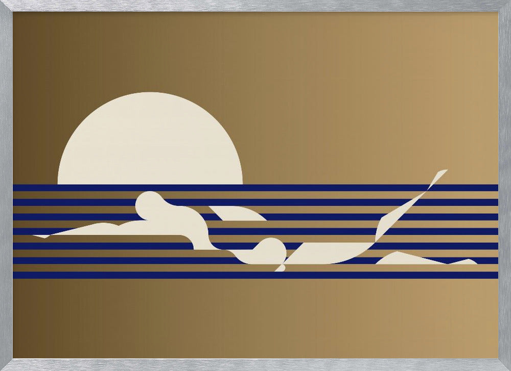 Swimmer Horizontal / Gold Poster