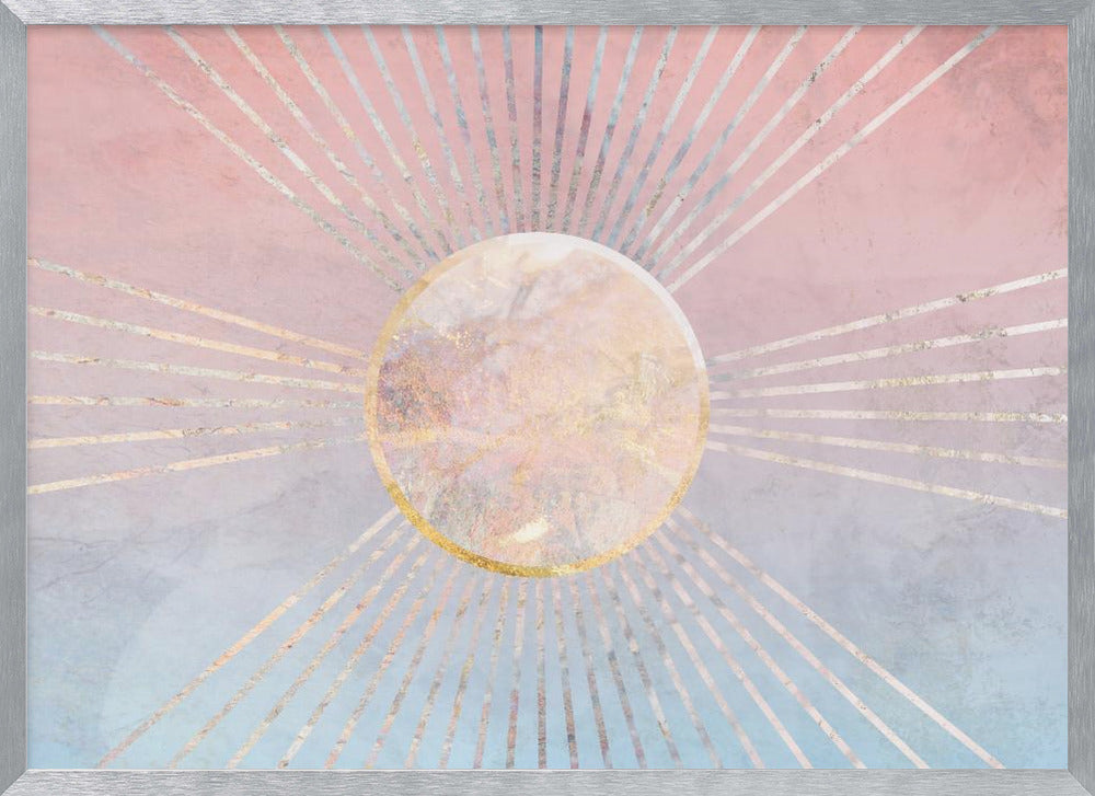 Landscape Boho sun ombre pink blue Poster