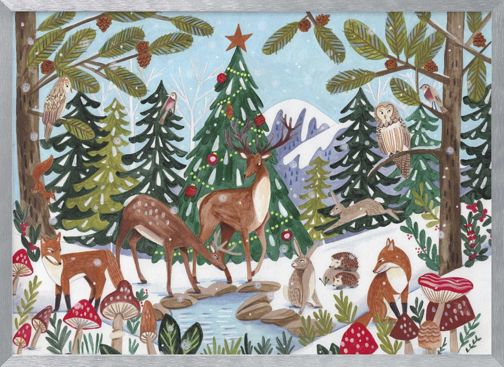 Animal Winter Scene Poster