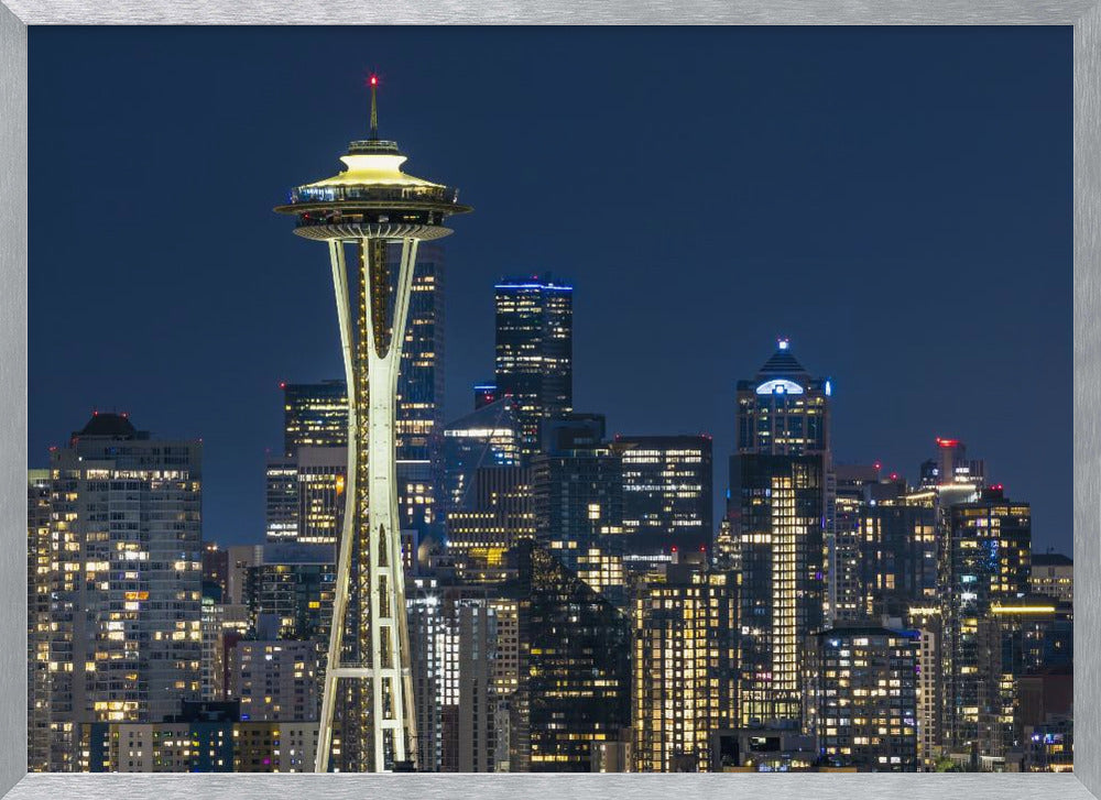 Breathtaking Seattle skyline at blue hour Poster