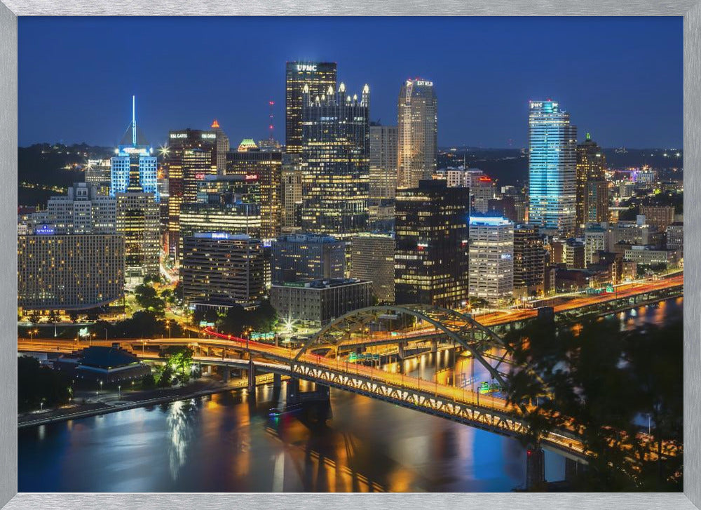 Amazing Pittsburgh Skyline in the Evening Poster