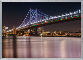 Benjamin Franklin Bridge and Delaware River at Night Poster