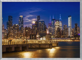 Midtown Manhattan Skyline with Harvest Moon Poster