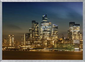 Striking NYC Skyline with Hudson Yards in the Evening Poster