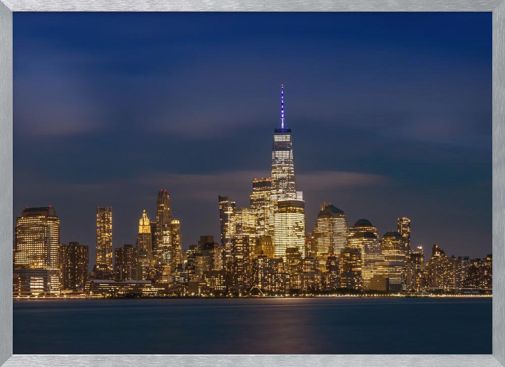 Lower Manhattan Skyline at Night Poster