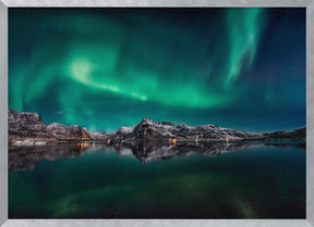 Lofoten Aurora Reflection Poster