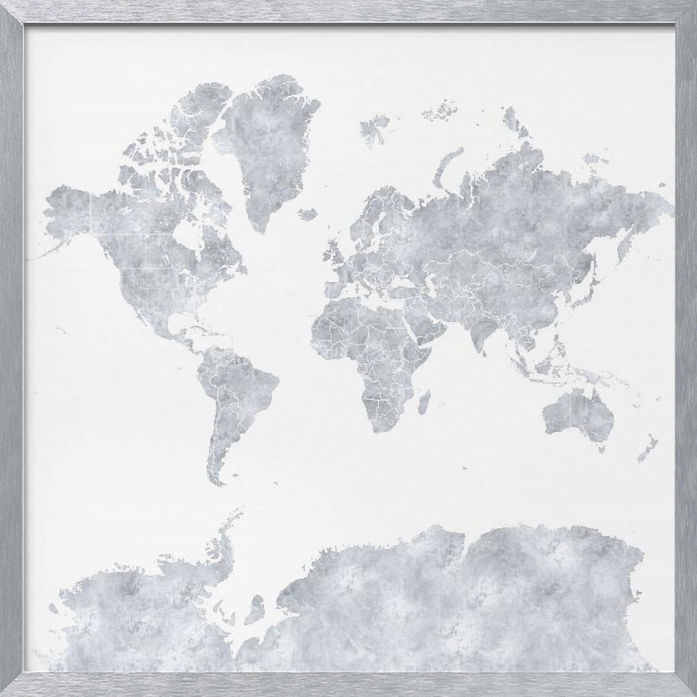 Gray world map Poster