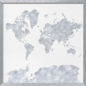 Gray world map Poster