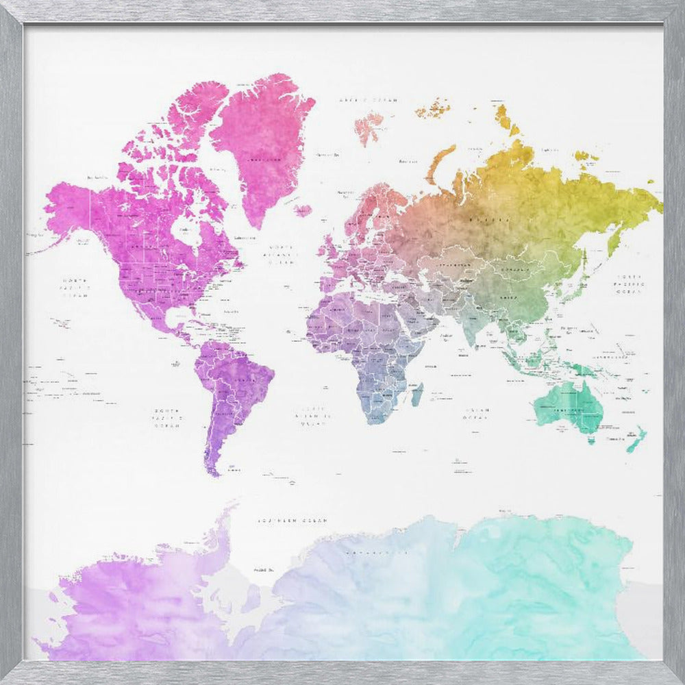 Leo world map with countries Poster