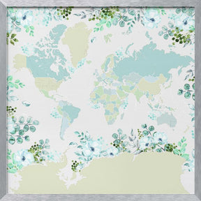 Marie world map with greenery Poster