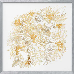 Rekha floral bouquet in gold Poster