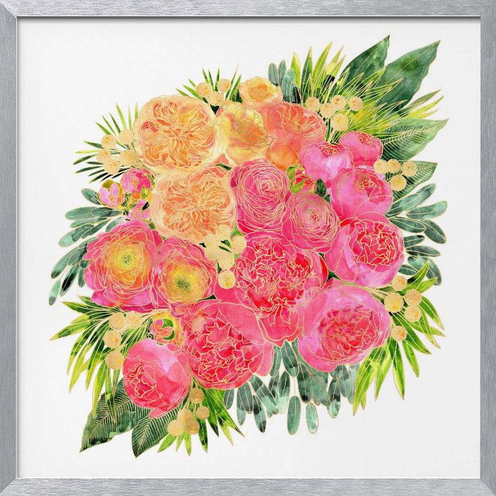 Rekha colorful watercolor bouquet Poster