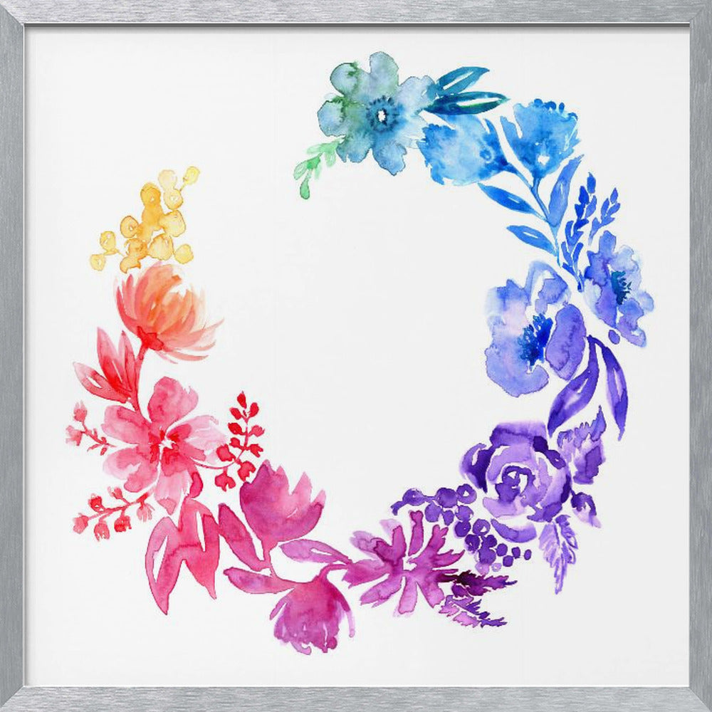 Ombre watercolor wreath Poster