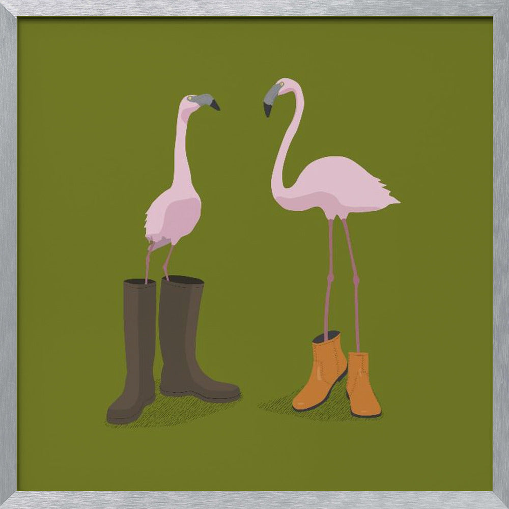 Fashion Flamingos Poster