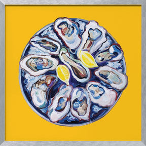 Oysters On a Plate Yellow Poster