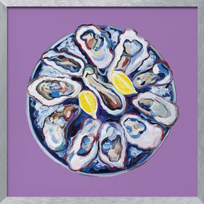 Oysters On a Plate Purple Poster